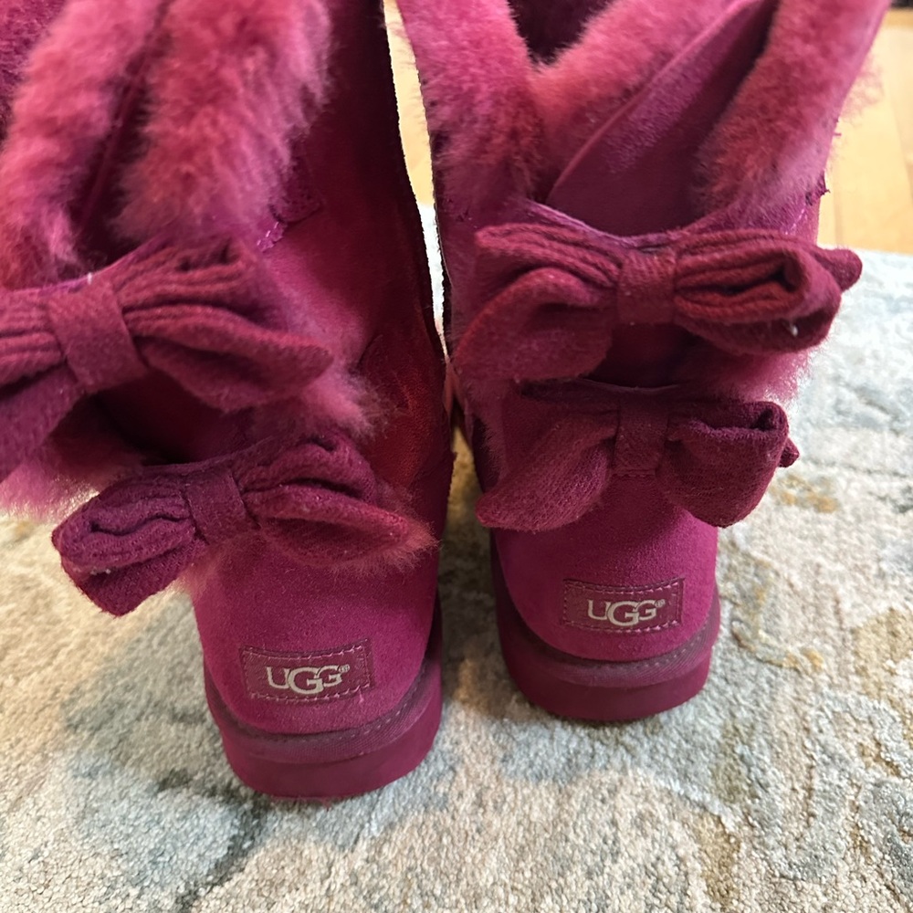 UGG Pink Suede Boots with Bows